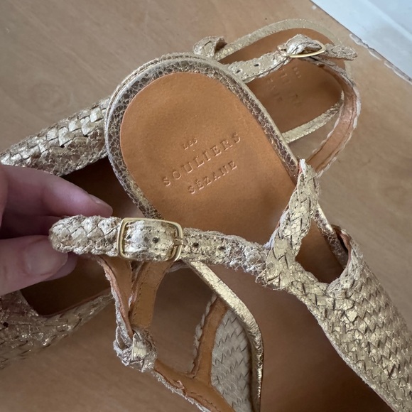 Sezane Gold Woven Slingback Flats - Picture 5 of 8